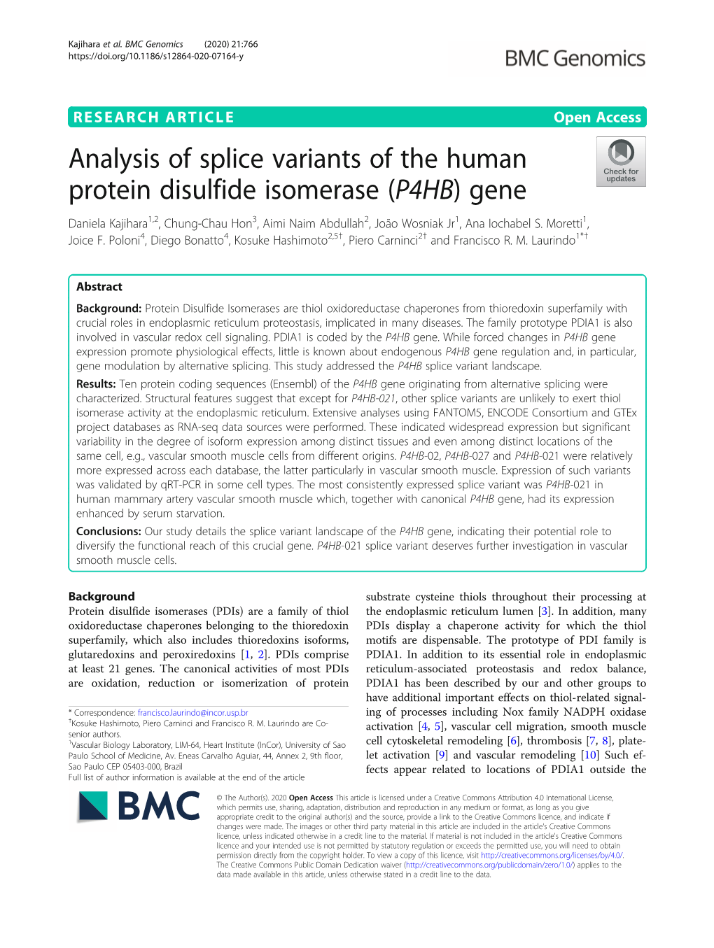 Analysis of Splice Variants of the Human Protein Disulfide Isomerase (P4HB) Gene