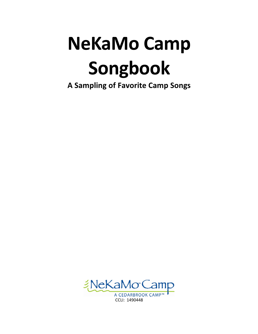 Nekamo Camp Songbook a Sampling of Favorite Camp Songs