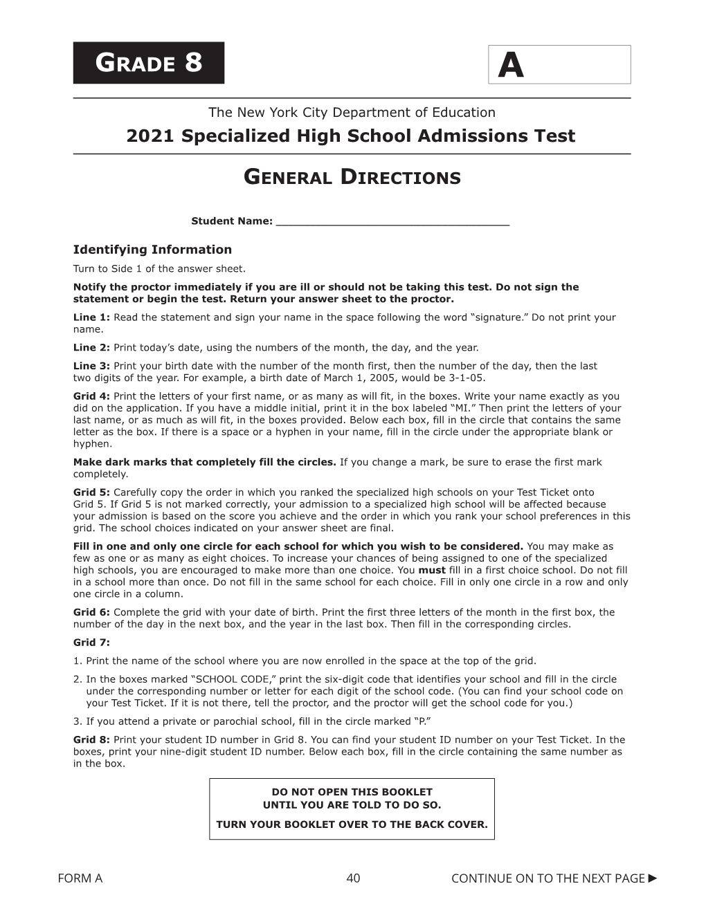 2019–2020 Nyc Specialized High Schools Student Handbook