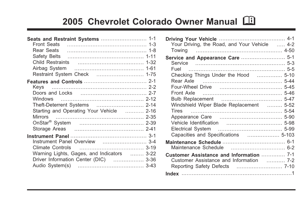 2005 Chevrolet Colorado Owner Manual M