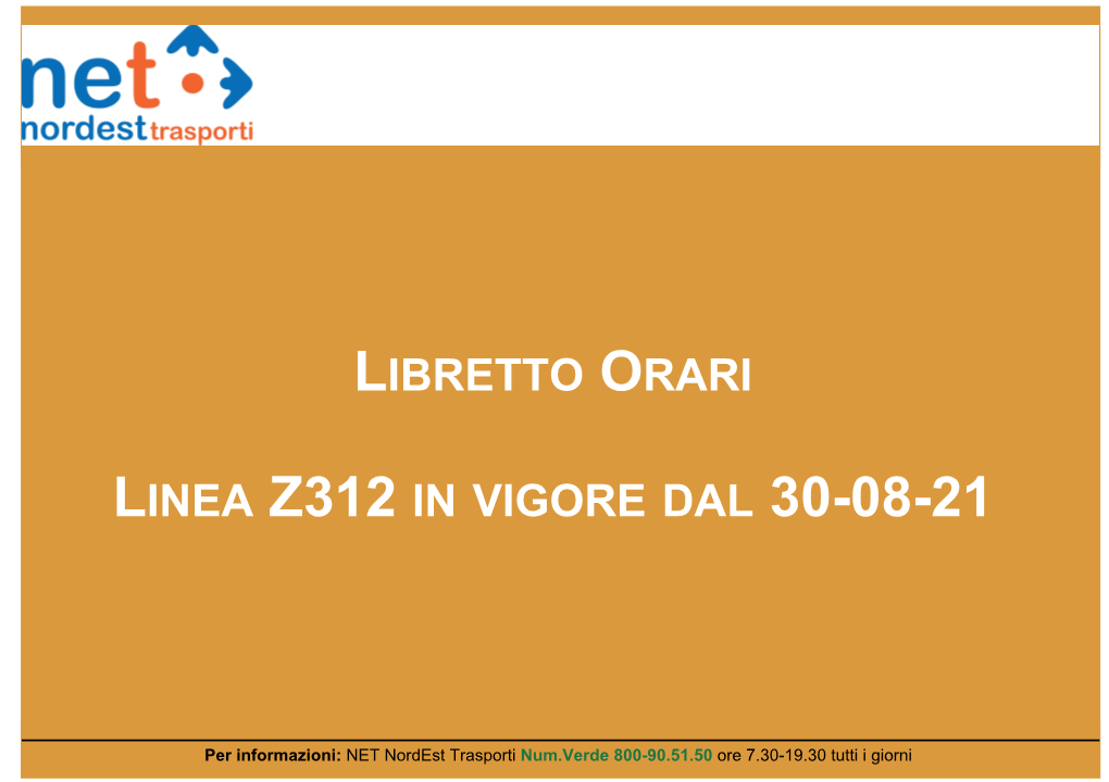 Libretto Orari Linea Z312 in Vigore Dal 30-08-21