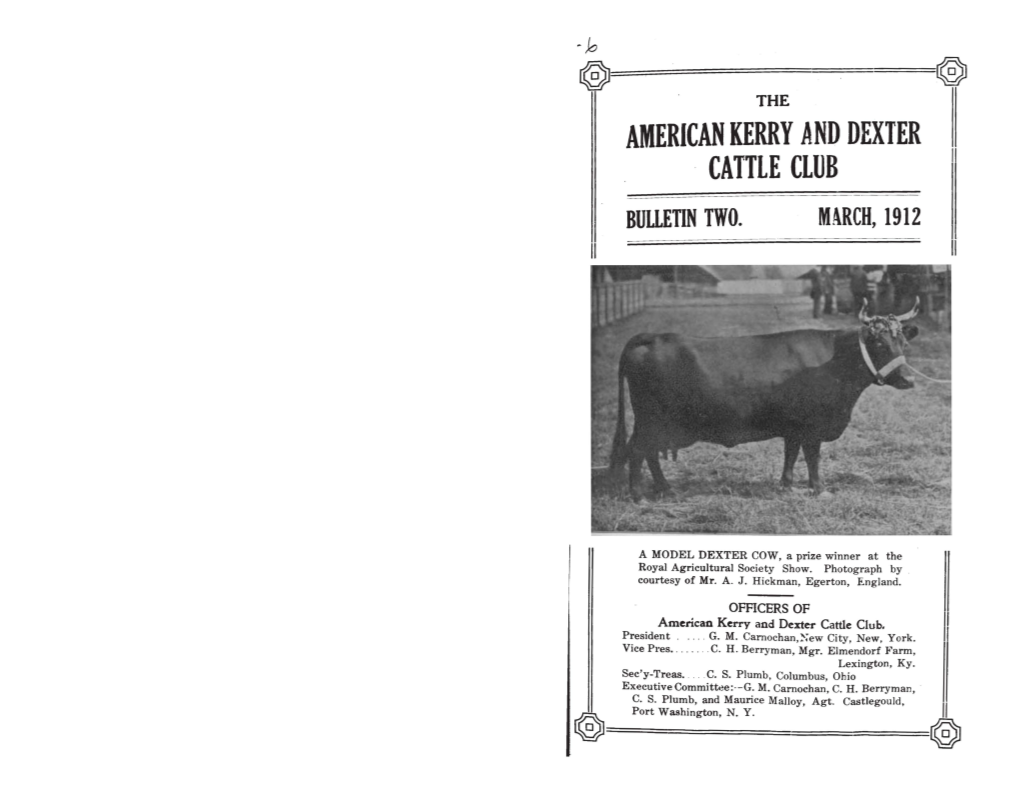 1912 March American Kerry and Dexter Club Bulletin