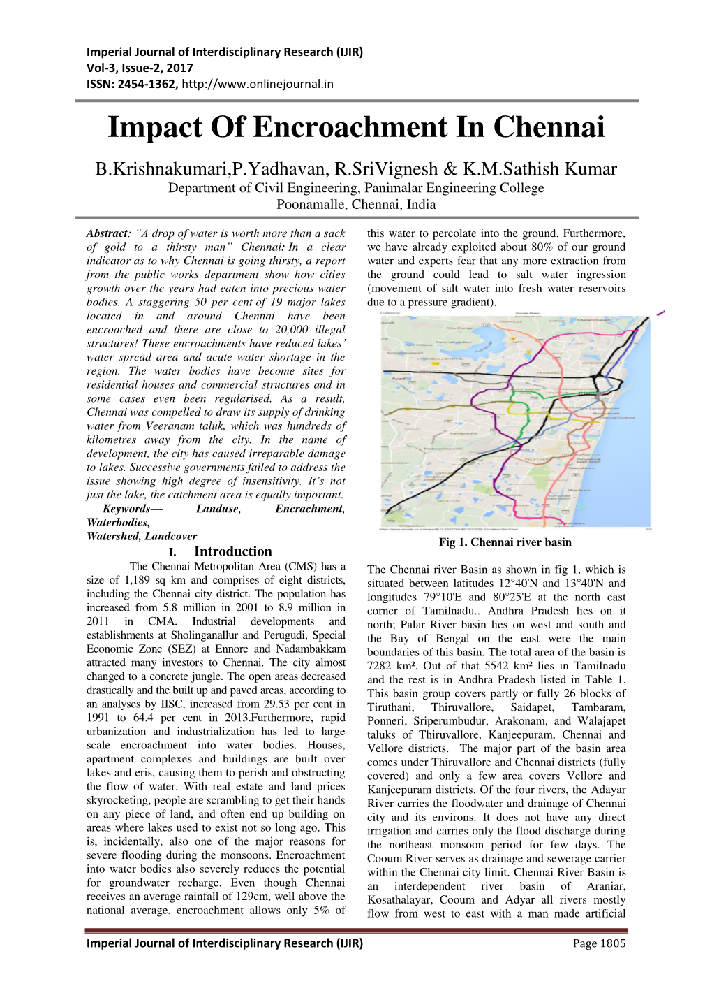 Impact of Encroachment in Chennai