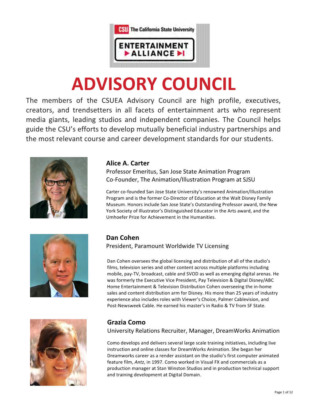 2017-18 Current CSUEA Advisory Board