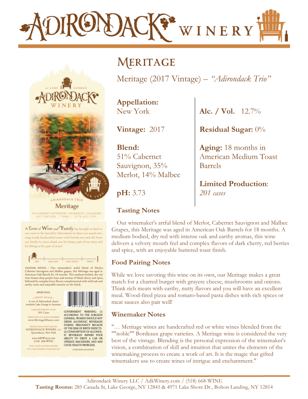 Meritage Meritage (2017 Vintage) – “Adirondack Trio”