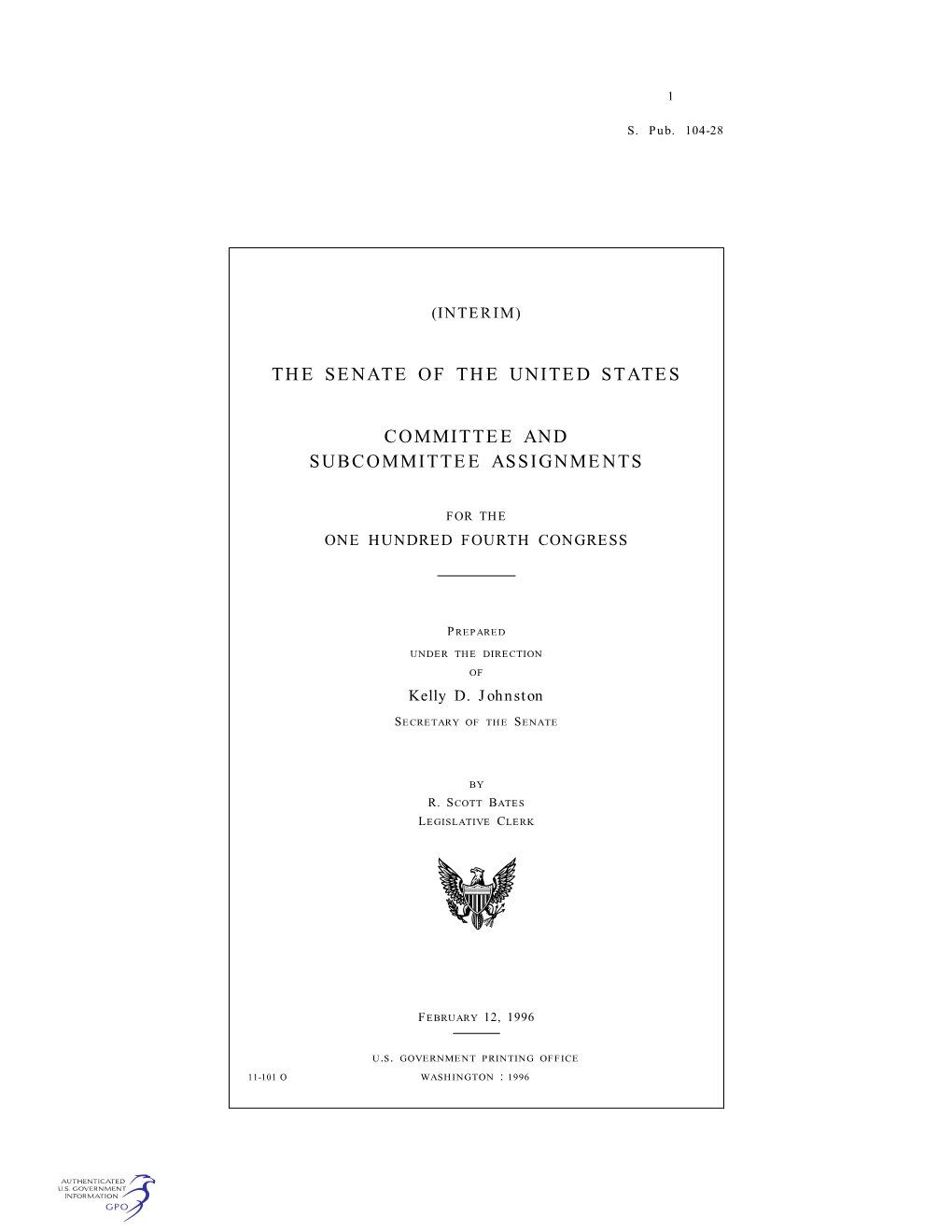 The Senate of the United States Committee