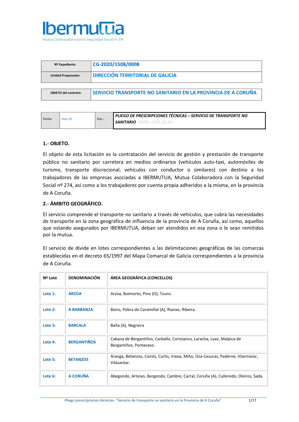 Cg-2020/1508/0008 Dirección Territorial De Galicia