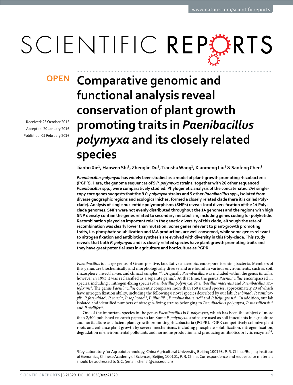 Comparative Genomic and Functional Analysis Reveal Conservation Of