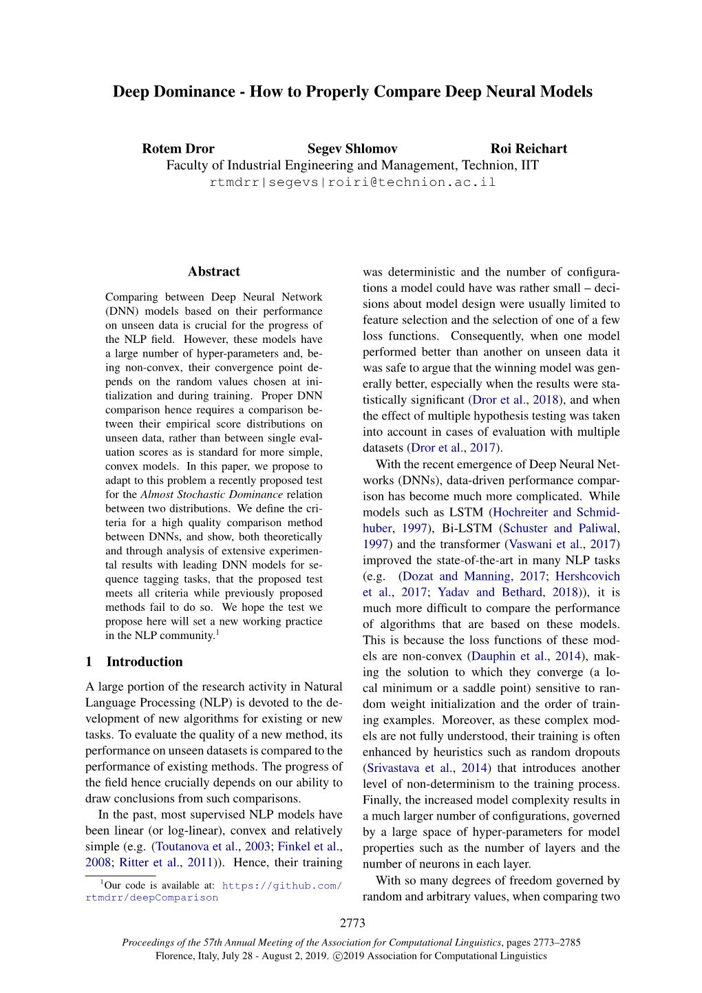 How to Properly Compare Deep Neural Models