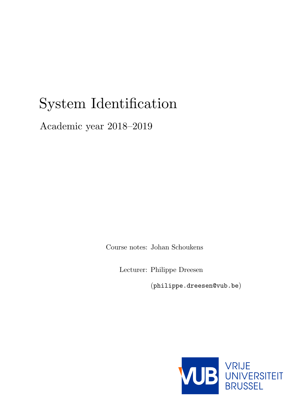 Course Notes Part System Identification