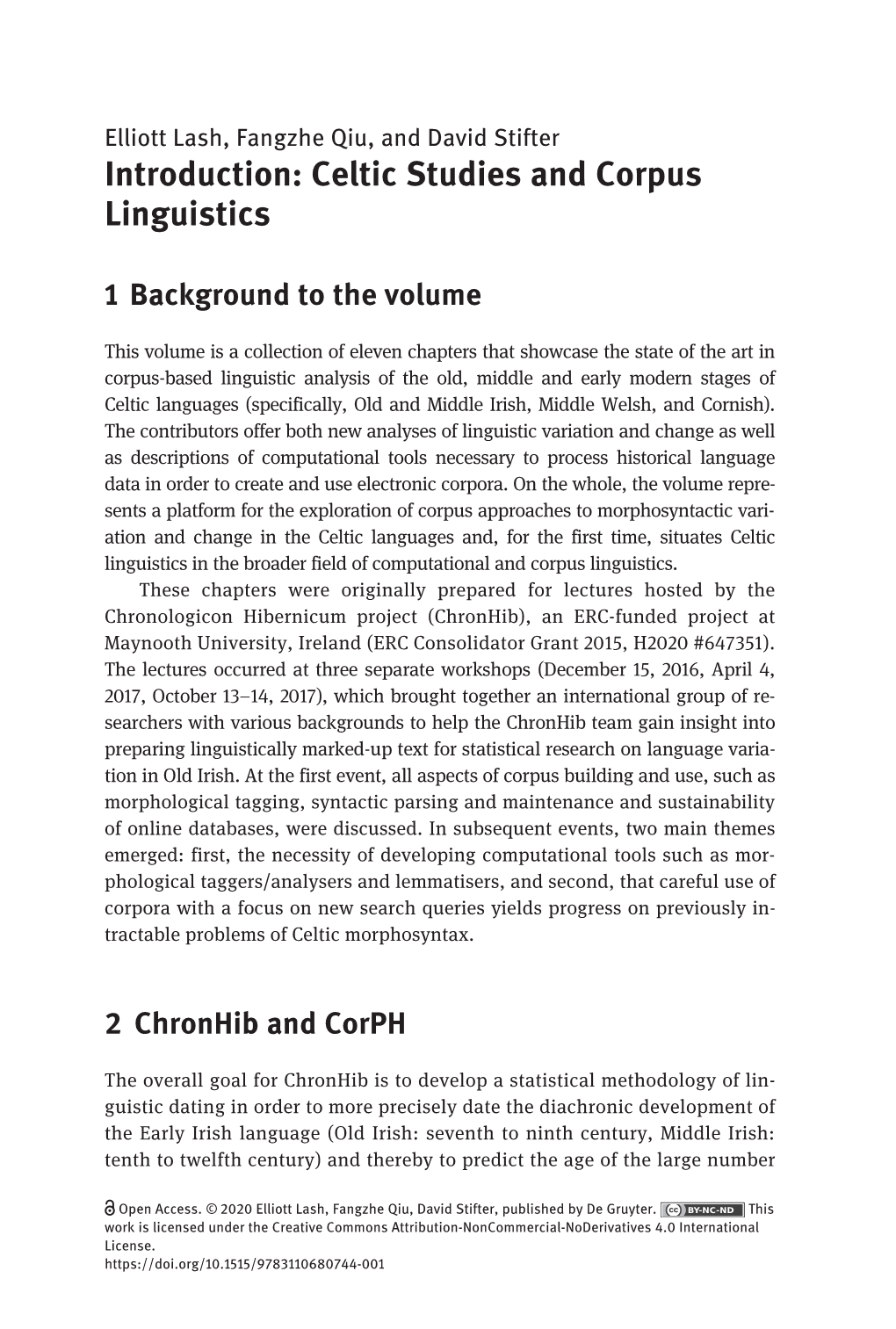 Celtic Studies and Corpus Linguistics