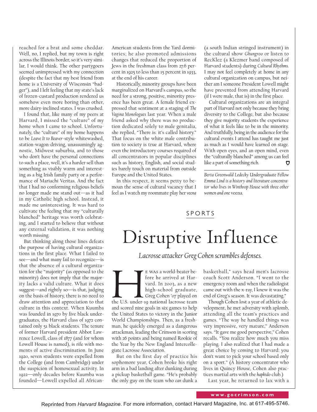 Disruptive Influence the Purpose of Having Cultural Organiza- Tions in the ﬁrst Place
