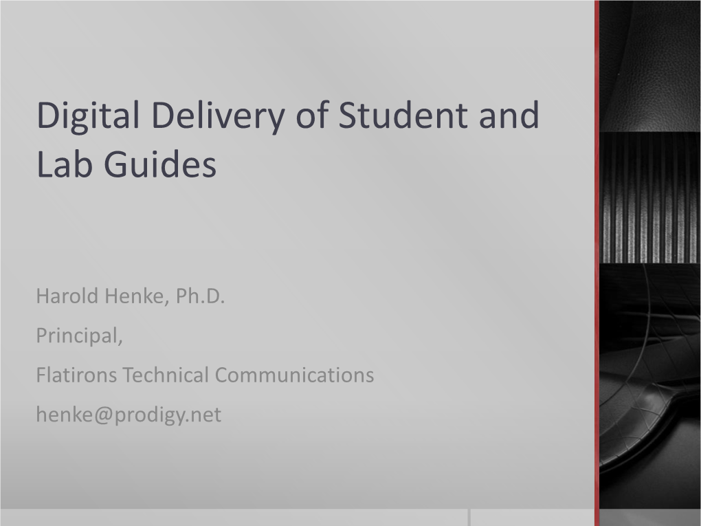 Digital Delivery of Student and Lab Guides