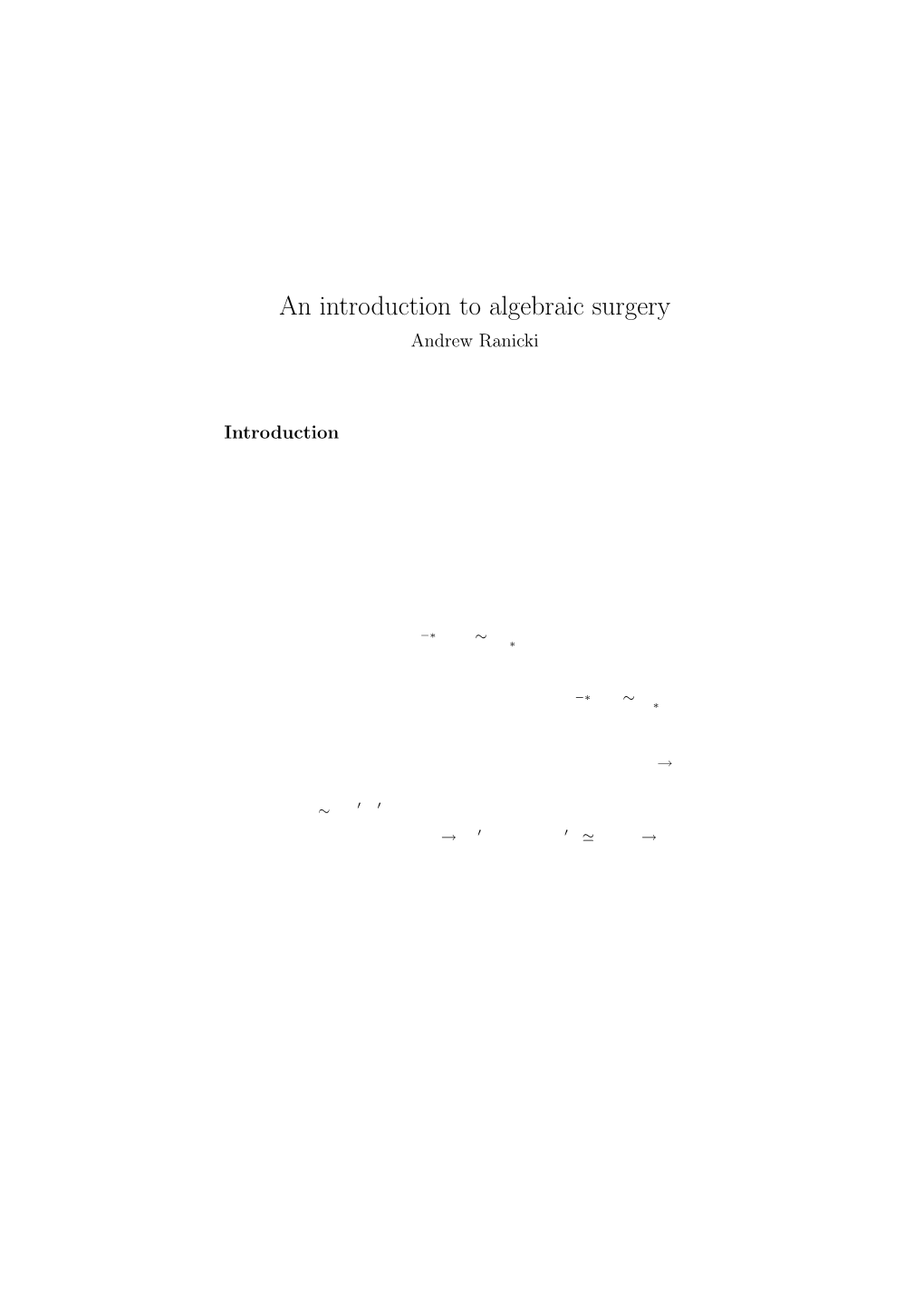 An Introduction to Algebraic Surgery Andrew Ranicki