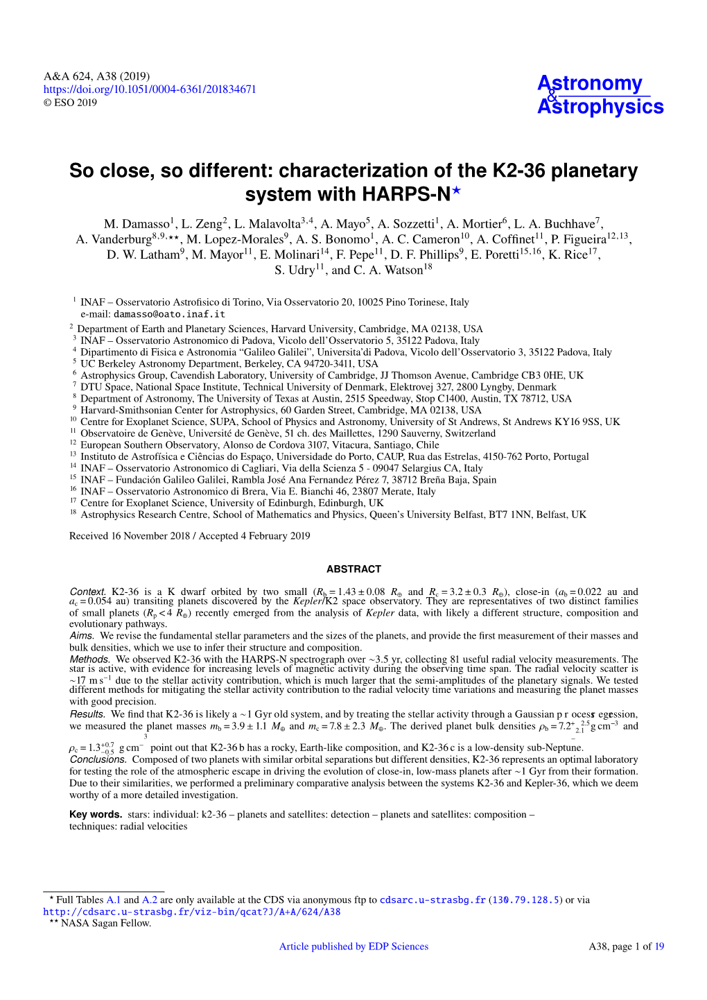 Characterization of the K2-36 Planetary System with HARPS-N? M