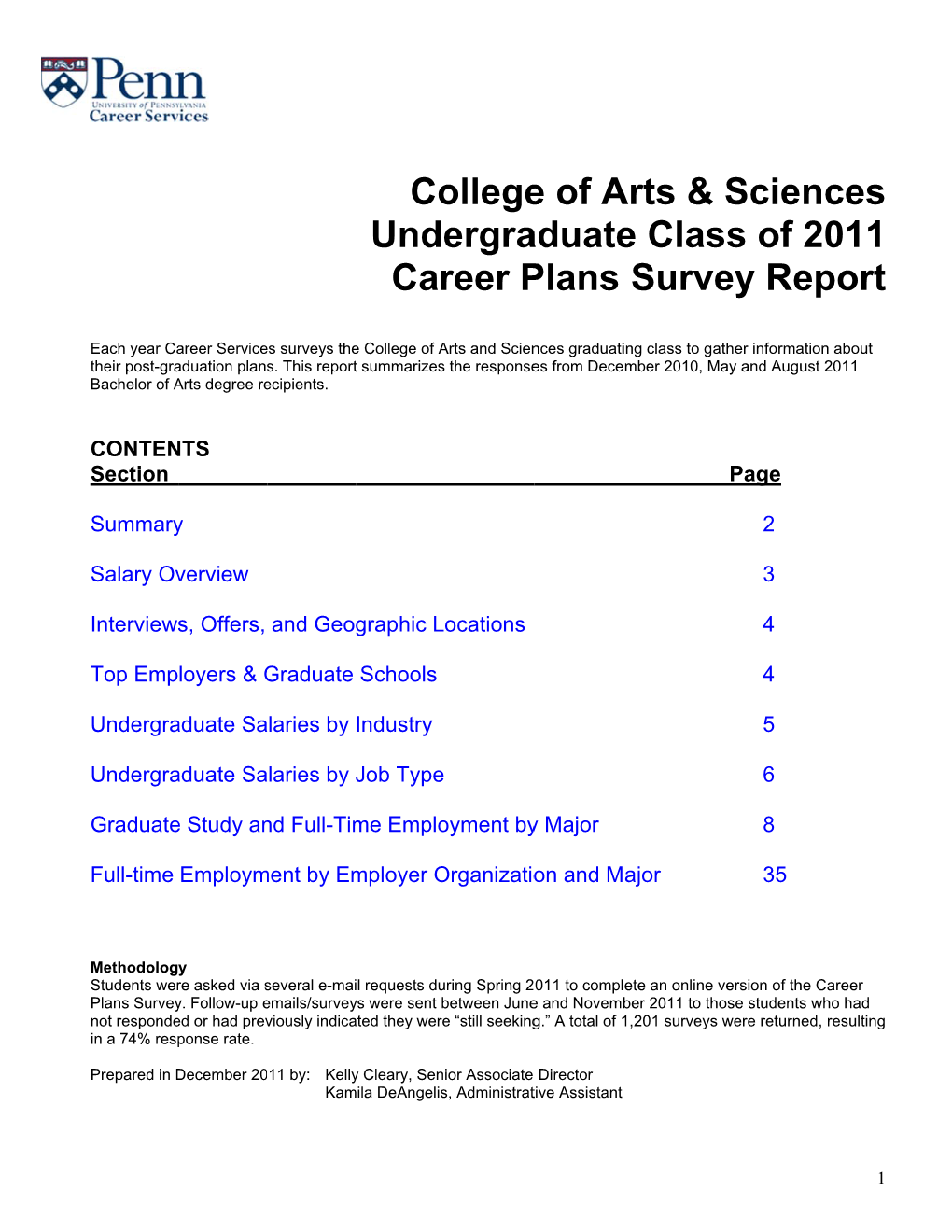 Co Unde Car Ollege Ergra Reer P E of a Aduate Plans Arts & E Clas Surv & Scie Ss of Vey Re Nces 2011 Eport