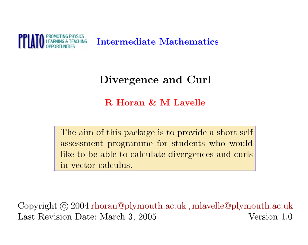 Divergence and Curl