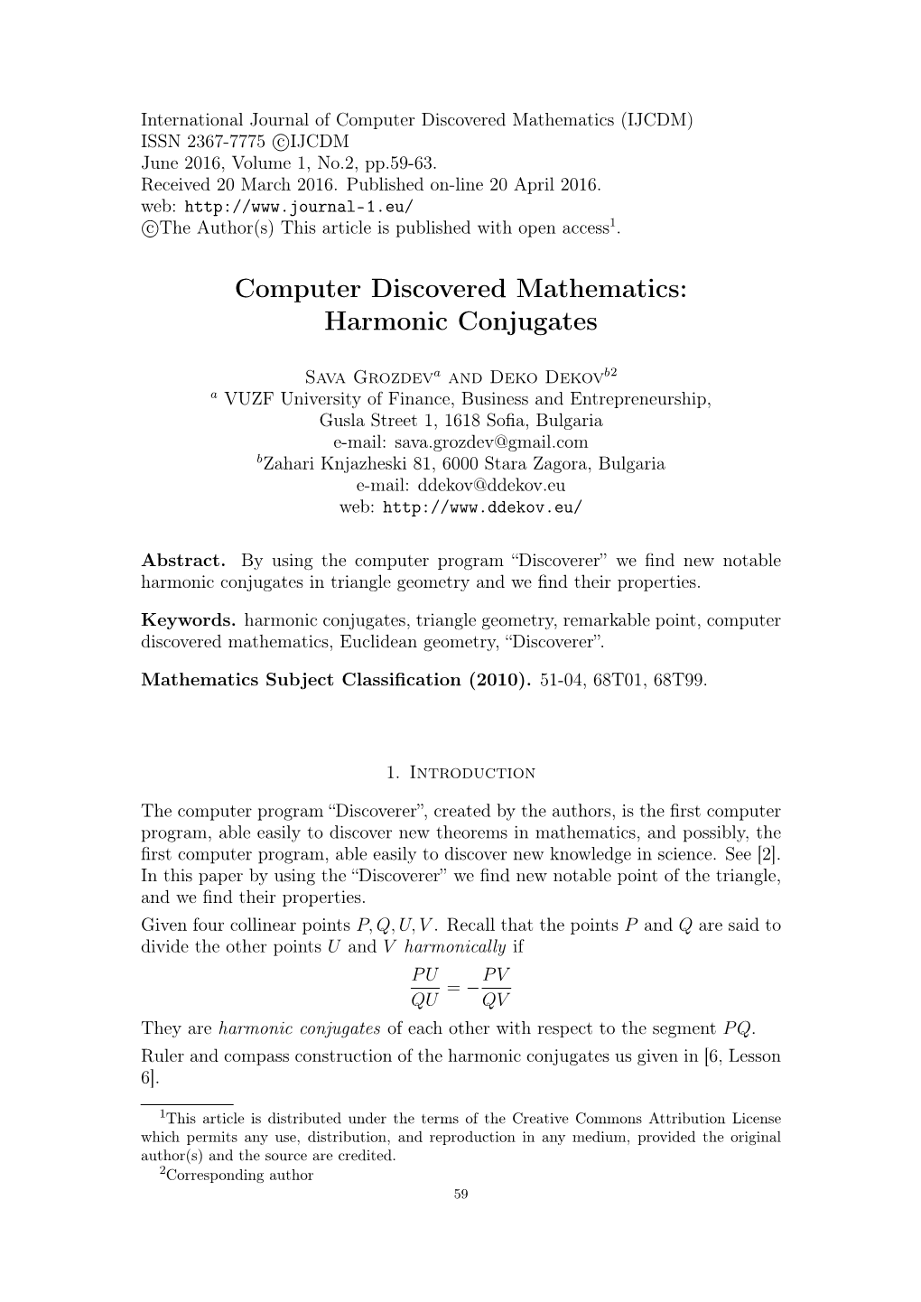 Harmonic Conjugates