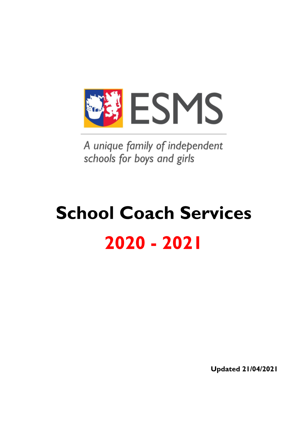 School Coach Services 2020 - 2021