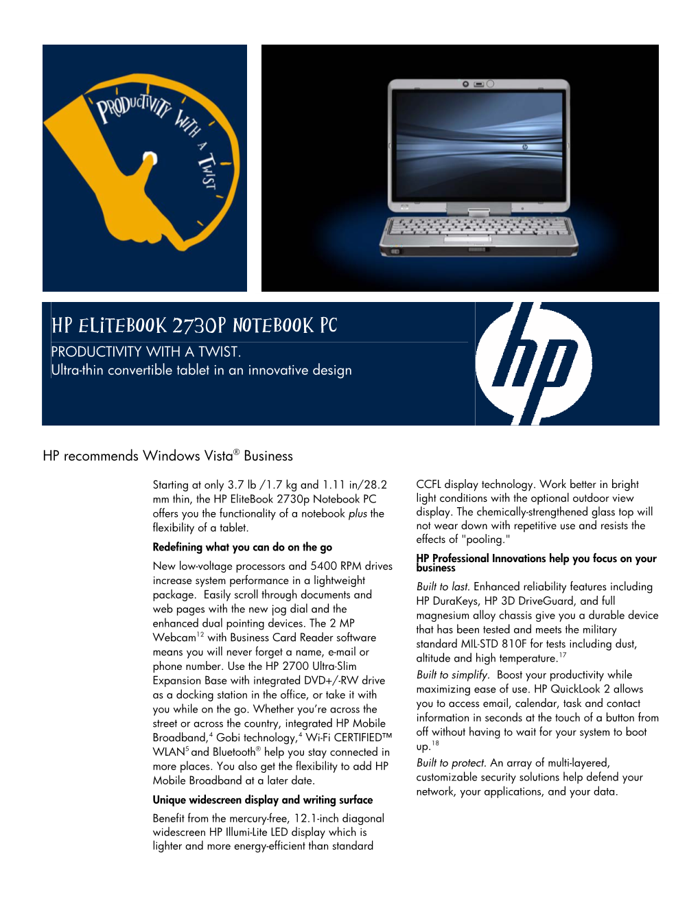 HP Elitebook 2730P Notebook PC