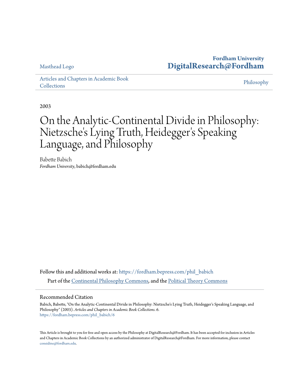 On the Analytic-Continental Divide in Philosophy