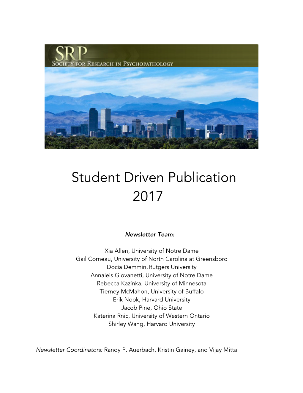Student Driven Publication 2017