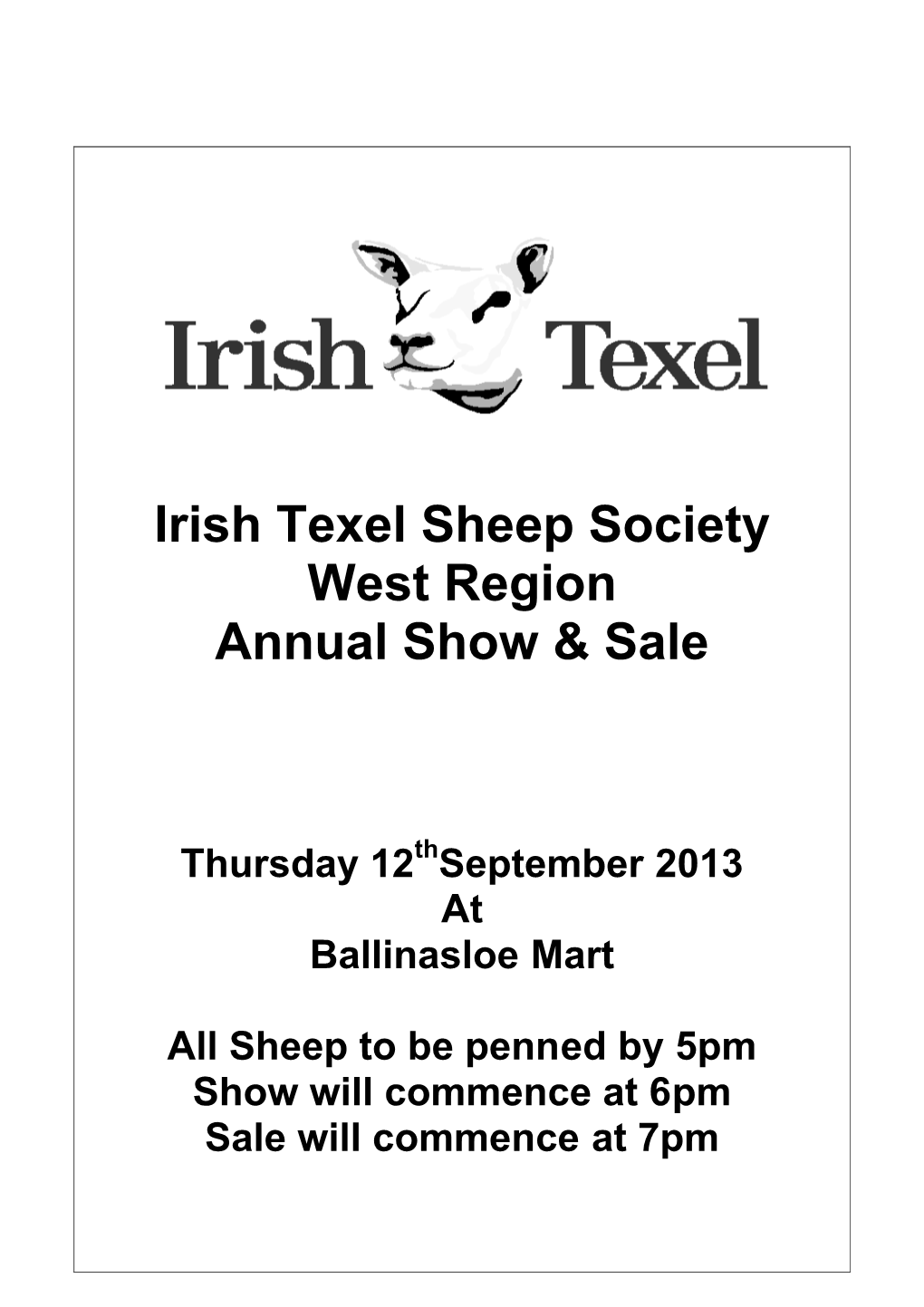 Irish Texel Sheep Society West Region Annual Show & Sale