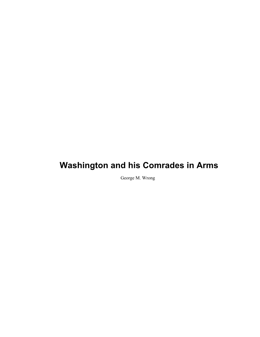 Washington and His Comrades in Arms