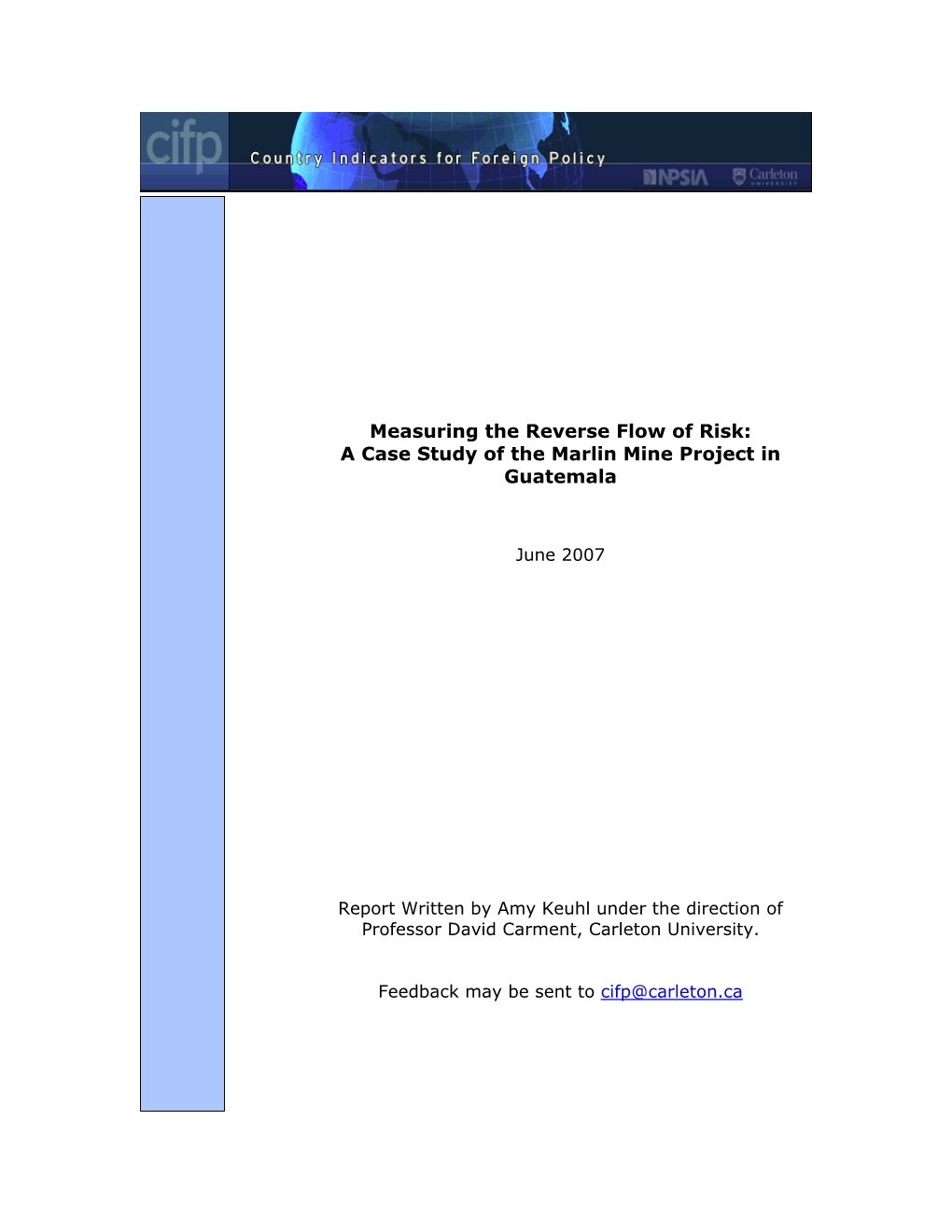 Measuring the Reverse Flow of Risk: a Case Study of the Marlin Mine Project in Guatemala