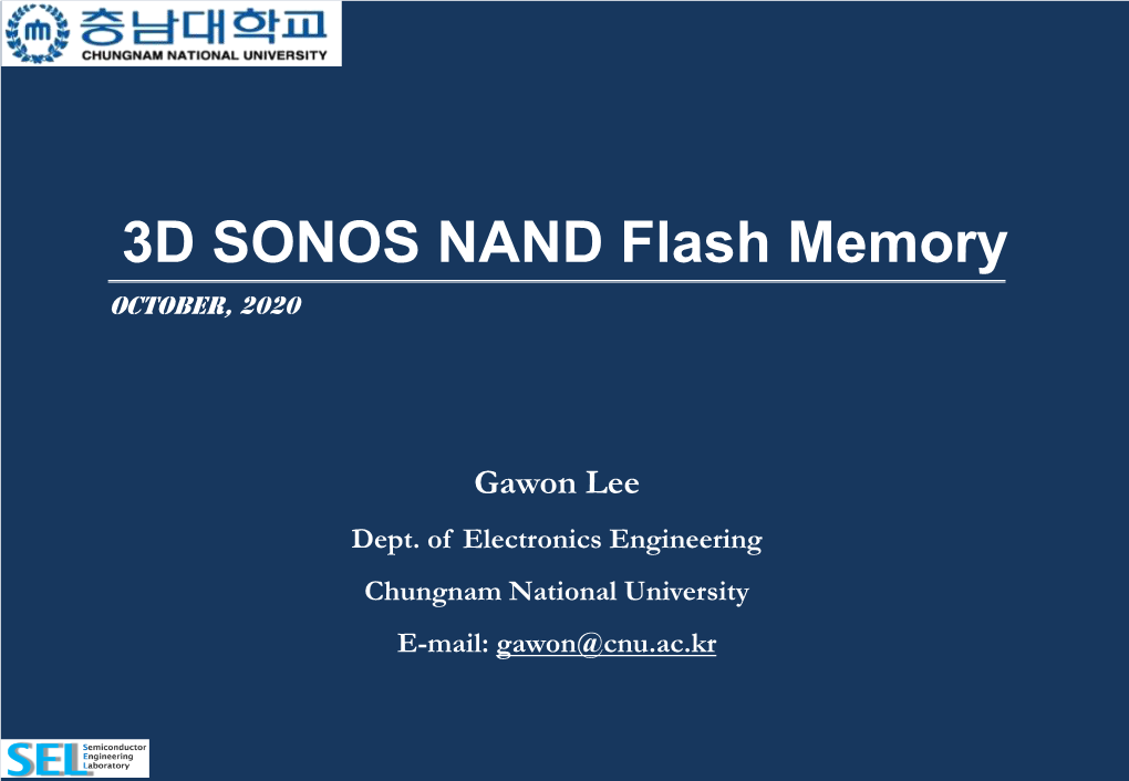 3D SONOS NAND Flash Memory October, 2020