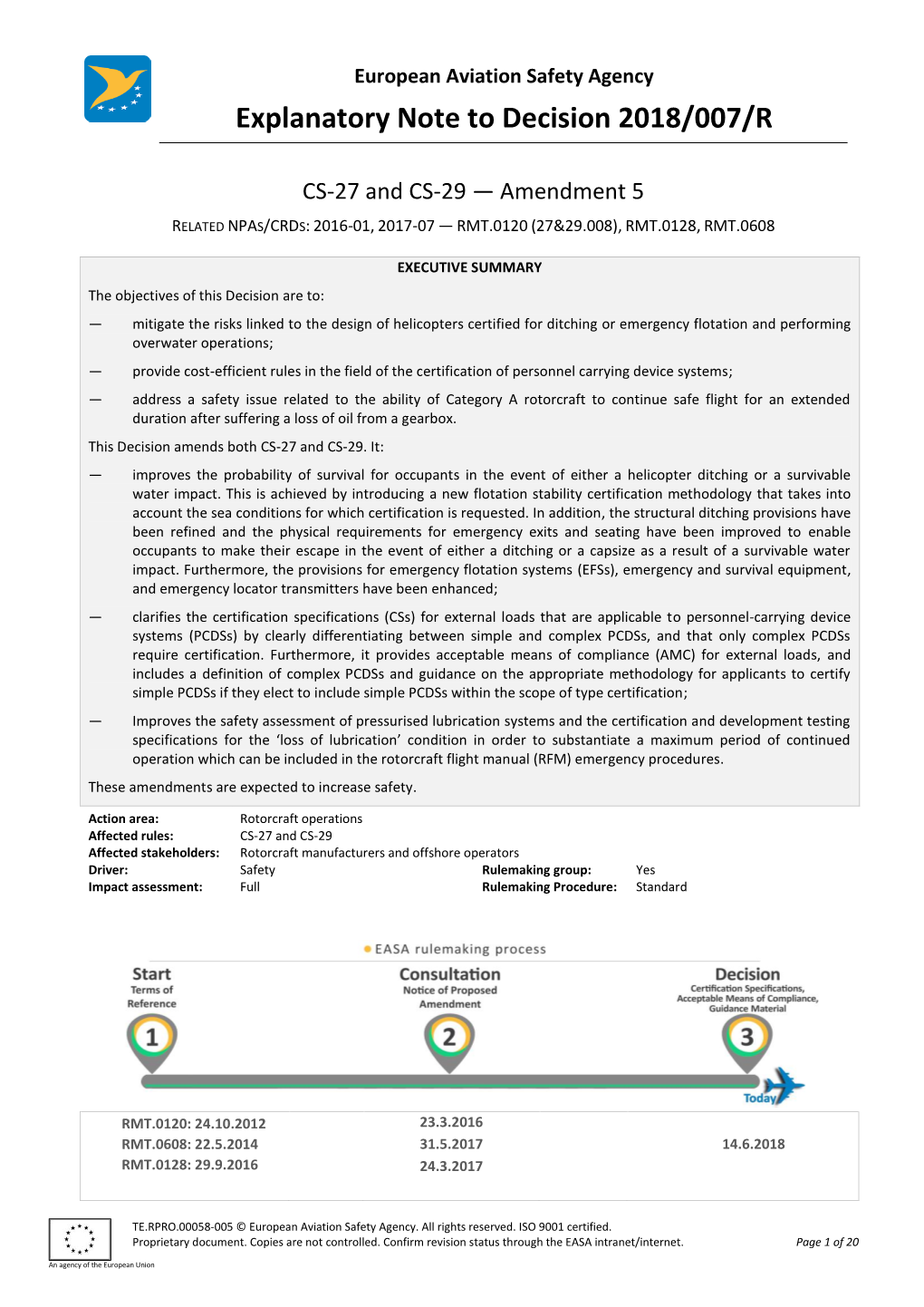 Explanatory Note to ED Decision 2018/007/R