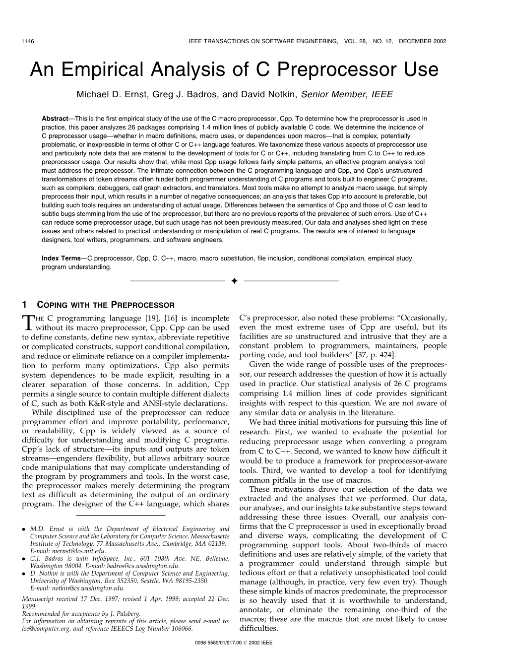 An Empirical Analysis of C Preprocessor Use