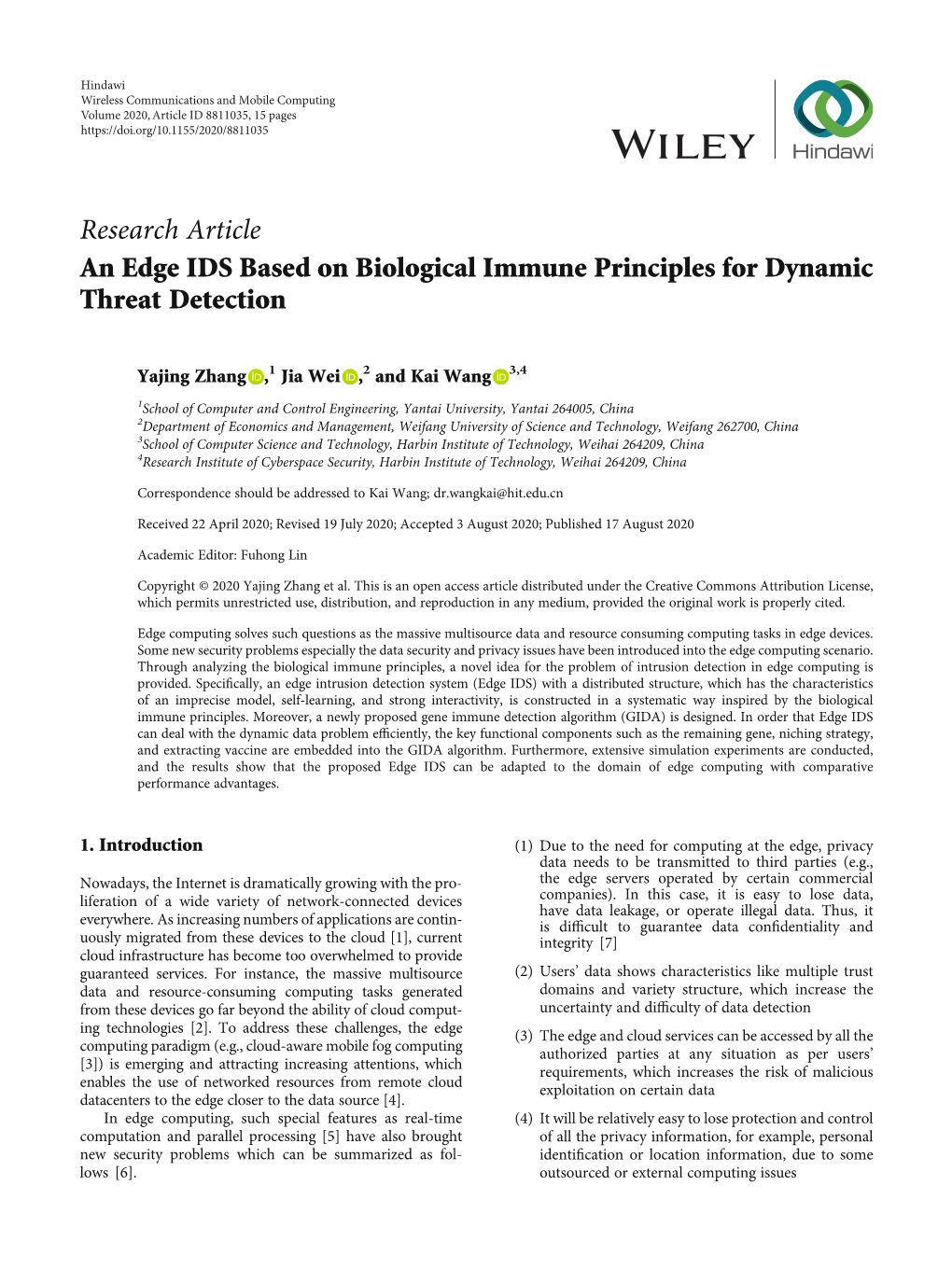 An Edge IDS Based on Biological Immune Principles for Dynamic Threat Detection