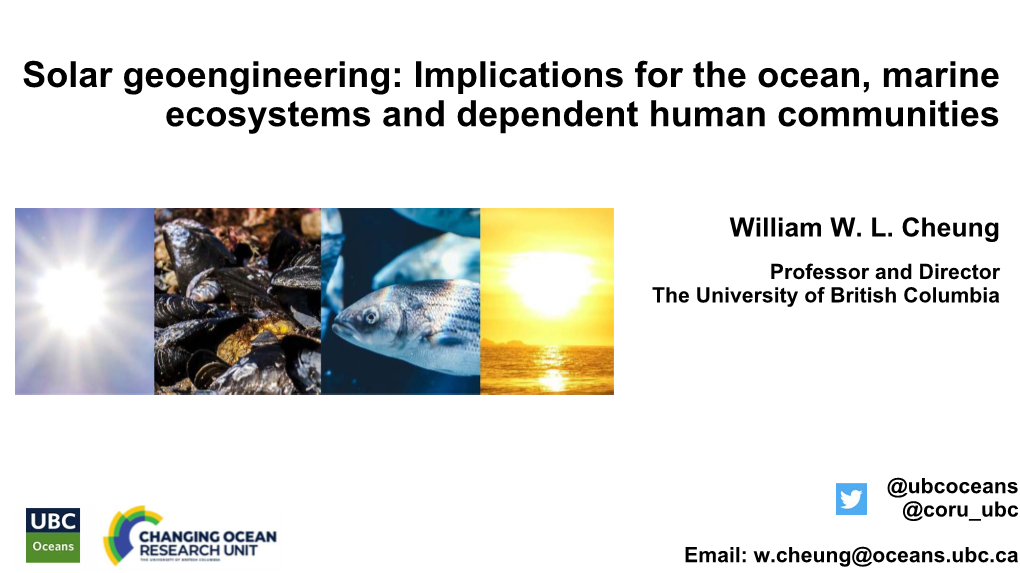 Solar Geoengineering: Implications for the Ocean, Marine Ecosystems and Dependent Human Communities