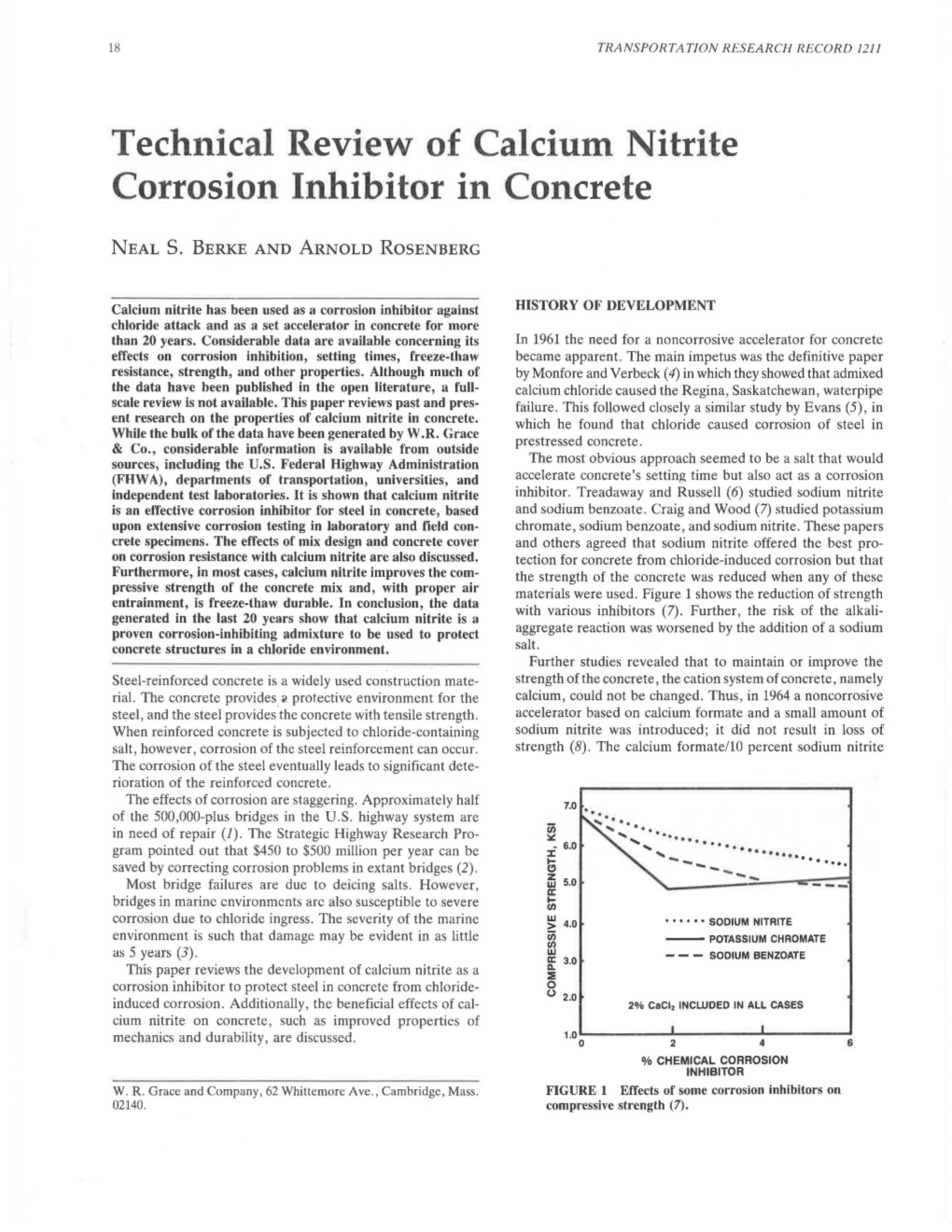 Technical Review of Calcium Nitrite Corrosion Inhibitor in Concrete