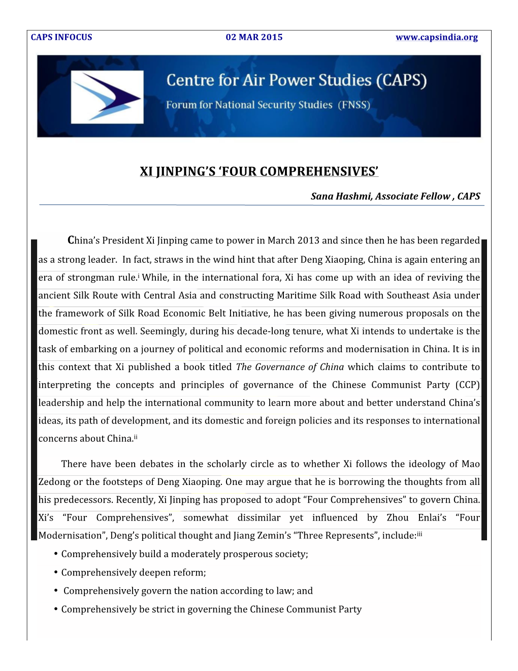 Xi Jinping's 'Four Comprehensives'