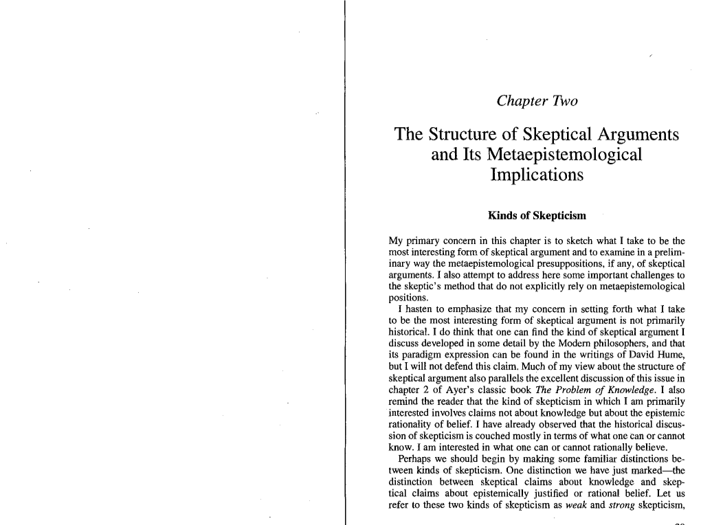 The Structure of Skeptical Arguments and Its Metaepistemological Implications