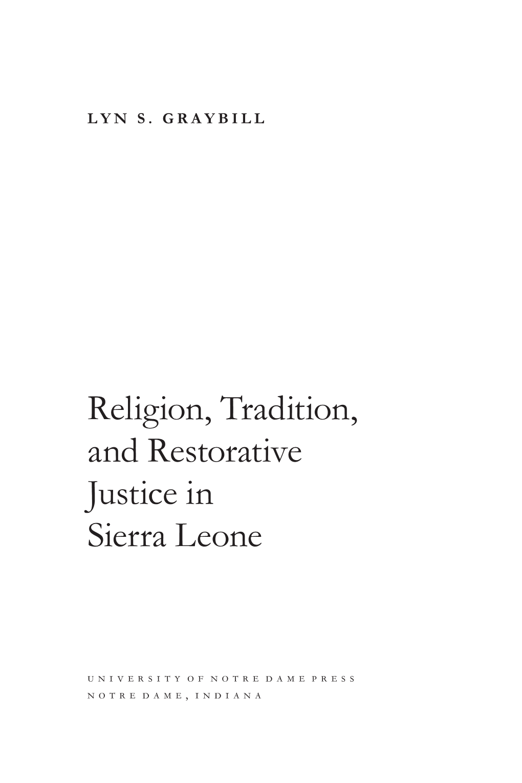 Religion, Tradition, and Restorative Justice in Sierra Leone