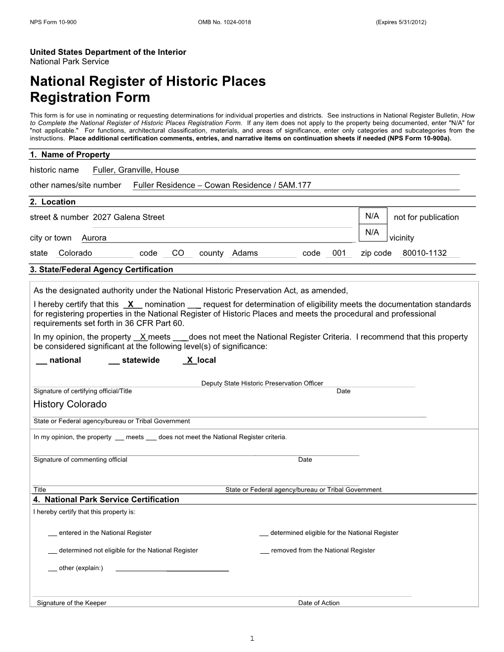 National Register of Historic Places Registration Form