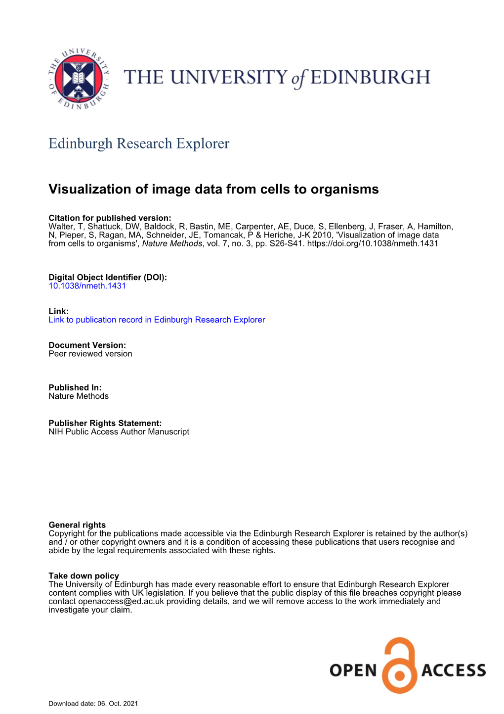 Visualization of Image Data from Cells to Organisms