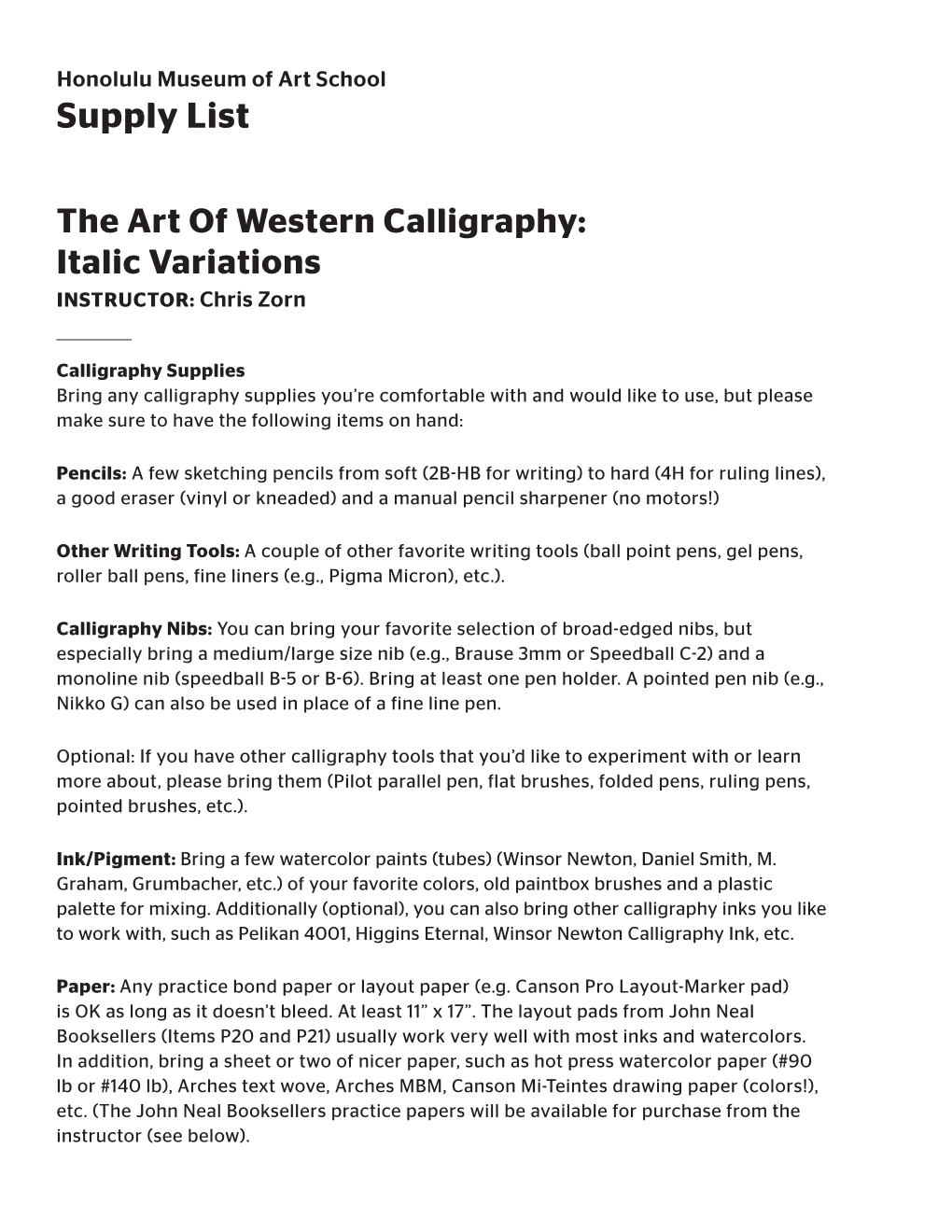 Art of Western Calligraphy Italic Variations