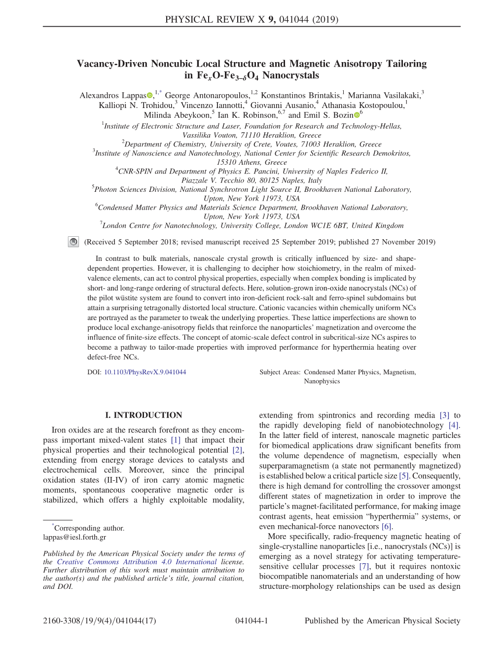 Vacancy-Driven Noncubic Local Structure and Magnetic Anisotropy Tailoring in Fexo-Fe3−Δo4 Nanocrystals