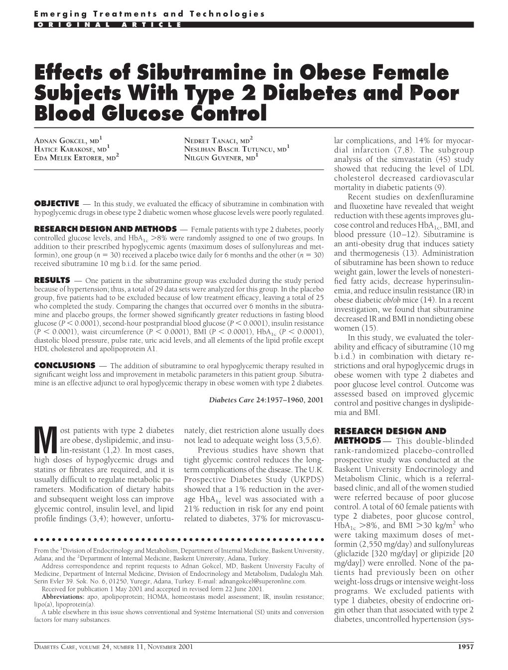 Effects of Sibutramine in Obese Female Subjects with Type 2 Diabetes and Poor Blood Glucose Control