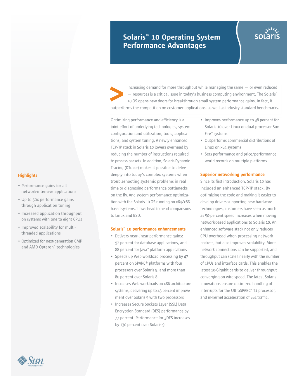 Solaris 10 Operating System Performance Advantages