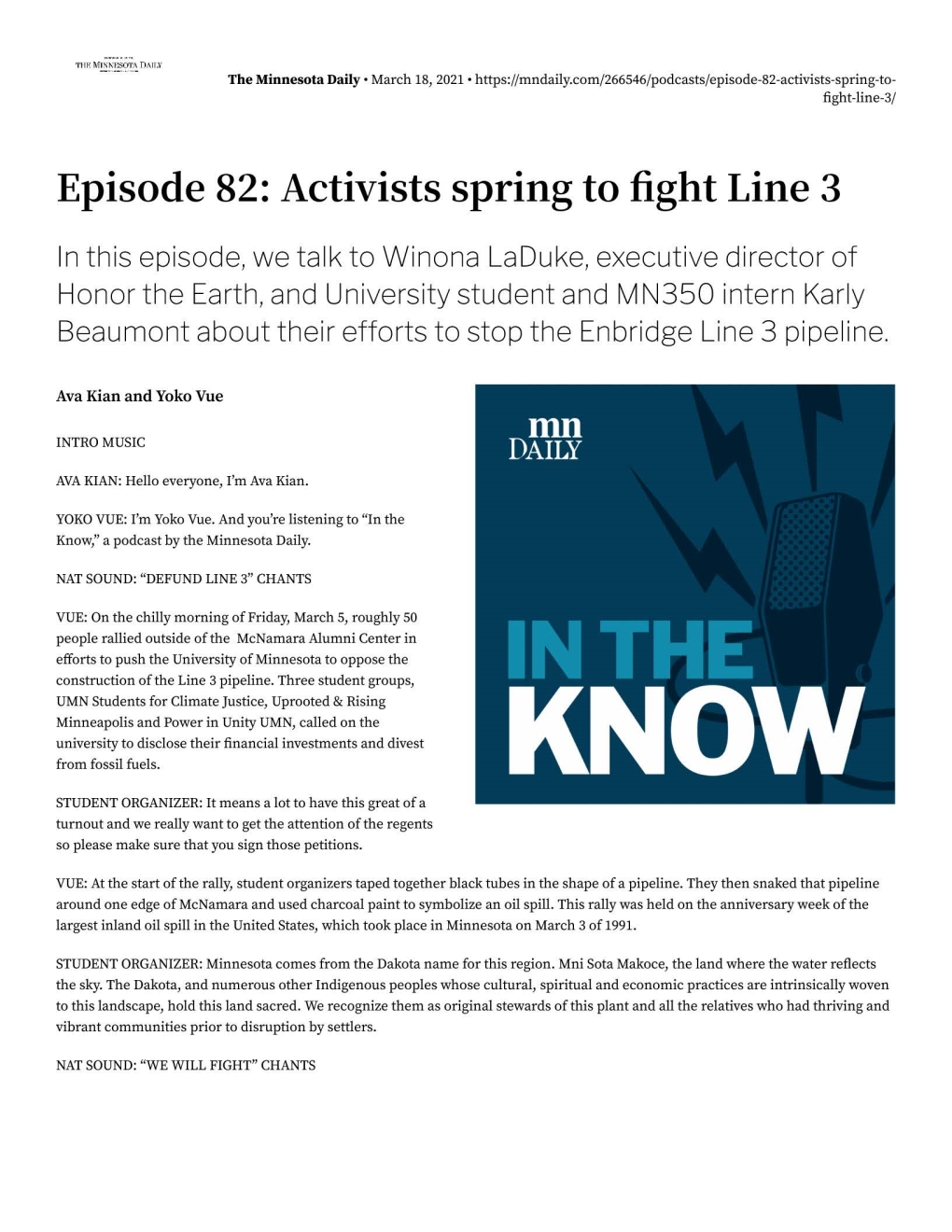 Episode 82: Activists Spring to Fight Line 3