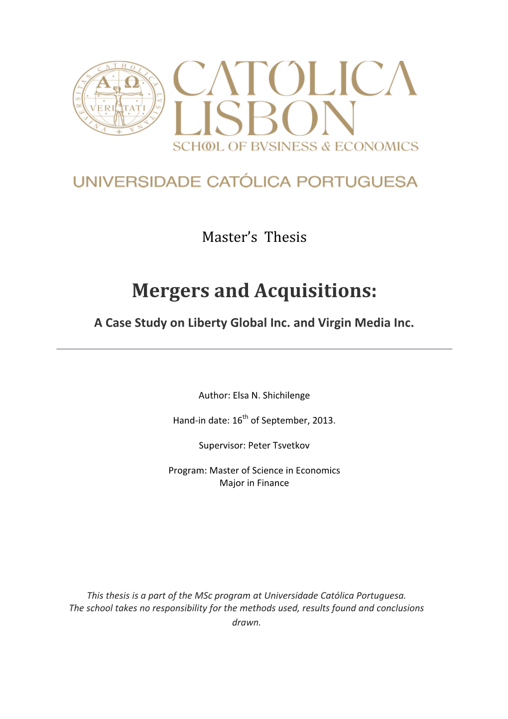 Mergers and Acquisitions