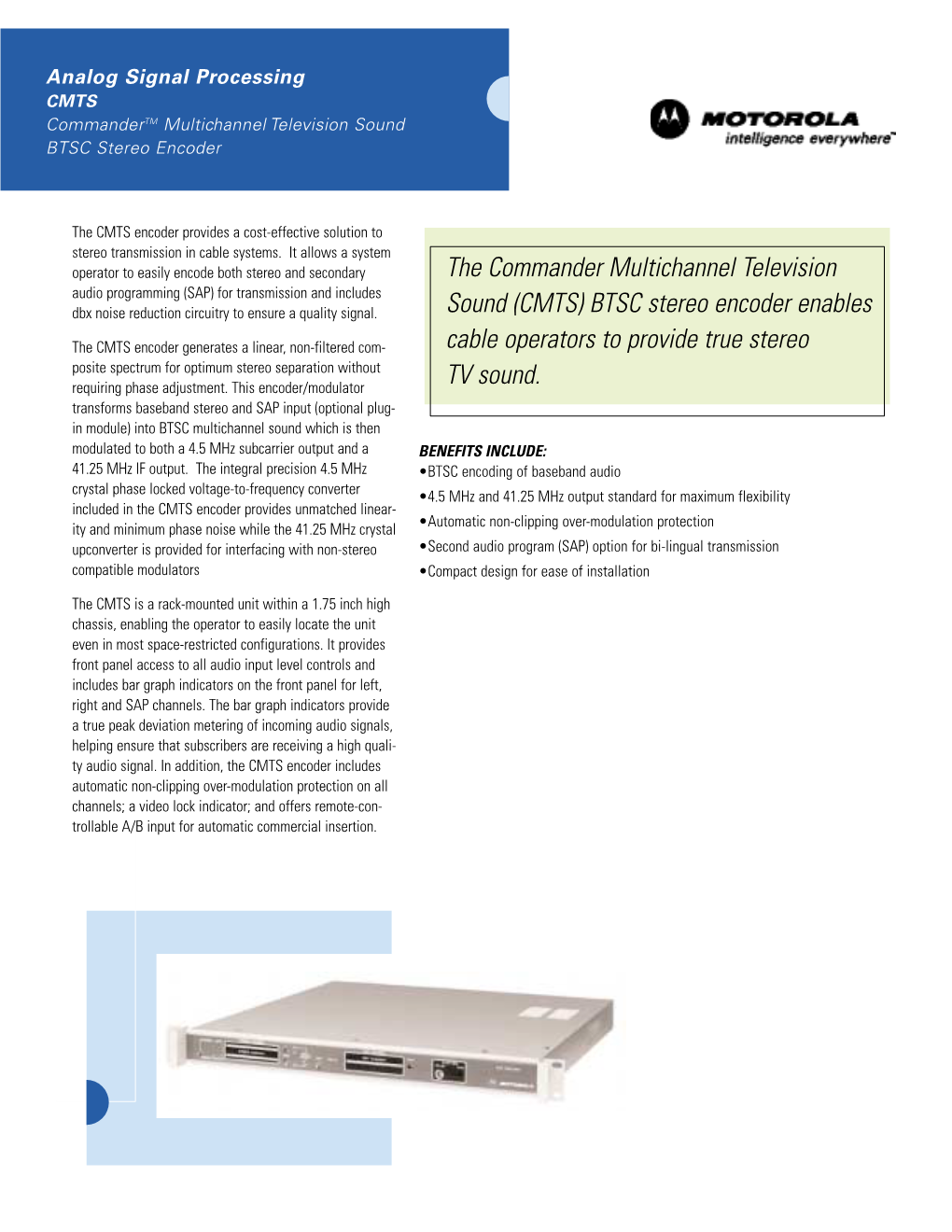 The Commander Multichannel Television Sound (CMTS) BTSC