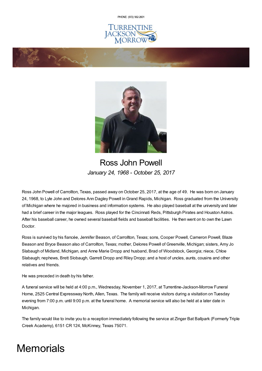 Ross John Powell January 24, 1968 - October 25, 2017