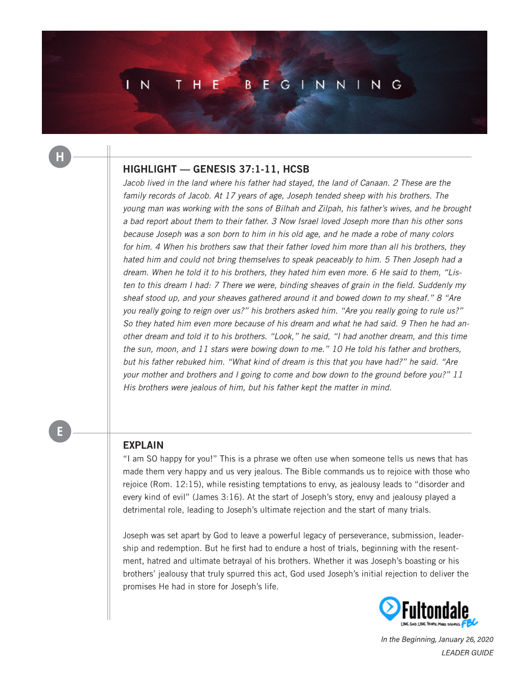 Highlight — Genesis 37:1-11, Hcsb Explain