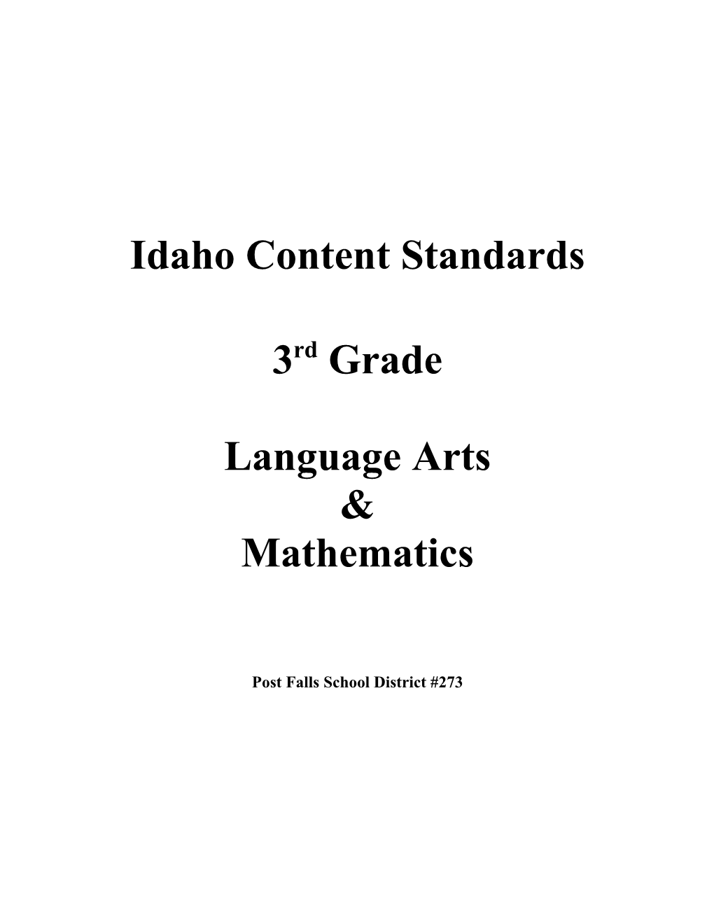 Idaho Content Standards